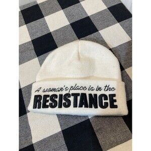 Star Wars A Woman’s Place Is In the Resistance White Beanie Hat Andor Leia